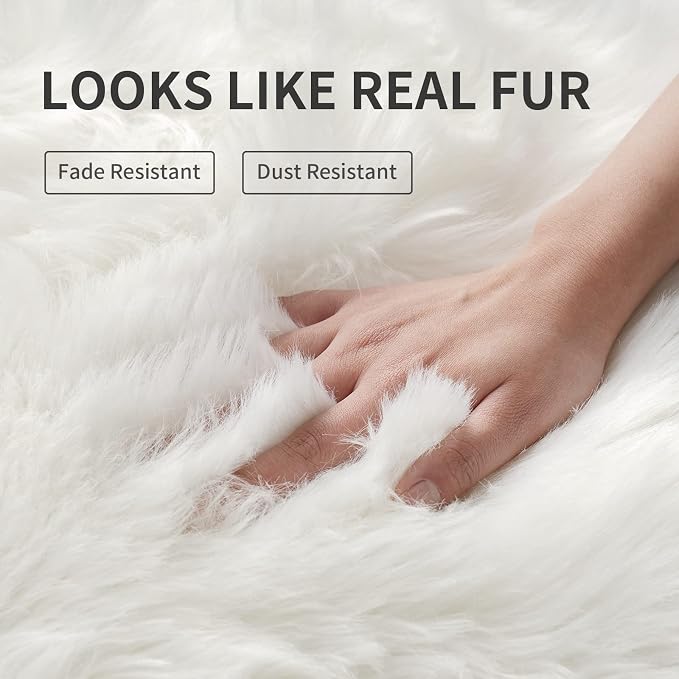 Small Faux Fur Rug 2x4 ft Ultra Soft Sheepskin Rugs Chair Sofa Cover Seat Pad - Image 4
