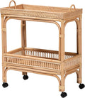 Bali & pari Lombok Modern Bohemian Natural Rattan 2-Tier Wine Cart by balipari