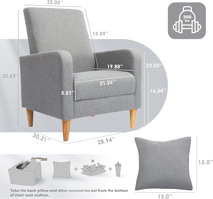 COLAMY Mid-Century Modern Upholstered Accent Chair - Image 2