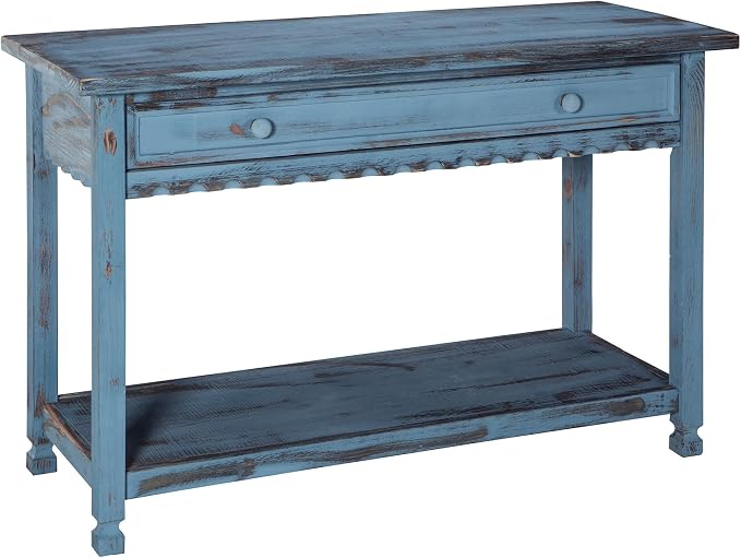 Alaterre Furniture Rustic Cottage Media Console Table, Antique Blue - Image 9