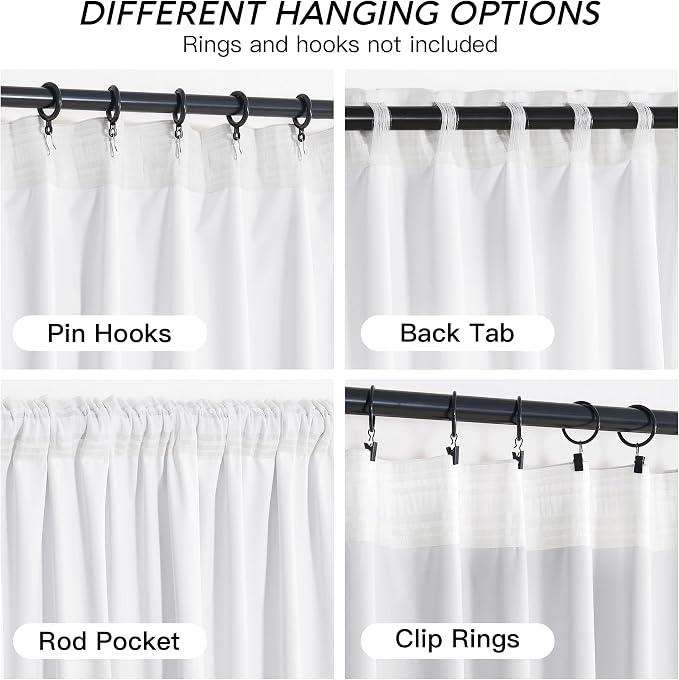 RYB HOME Pure White Velvet Curtains 90 inches - Image 3