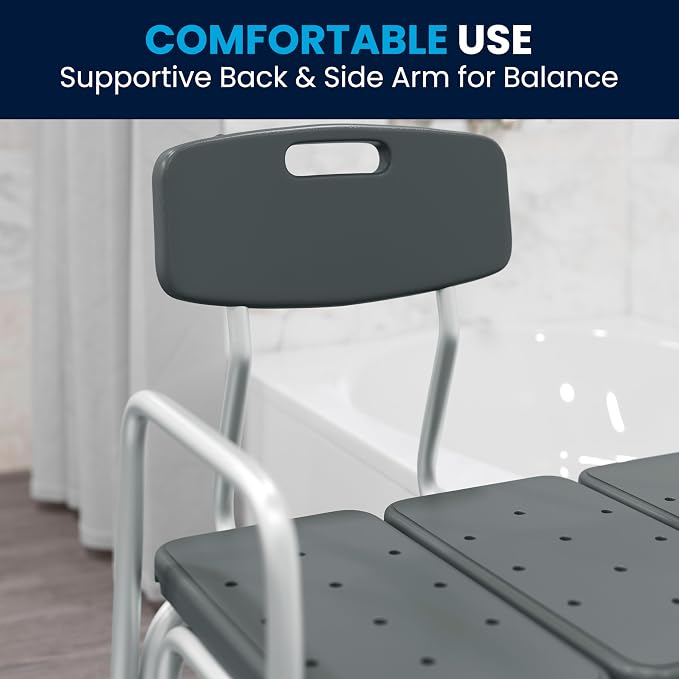 Flash Furniture HERCULES Series 300 Lb. Capacity Adjustable Gray Bath & Shower - Image 7