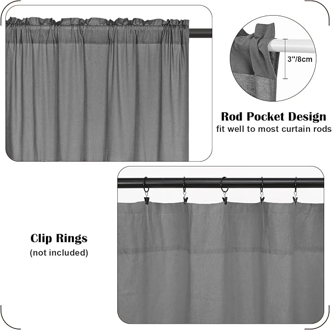 FRAMICS Farmhouse Valance Curtains, Boho Cotton Linen Kitchen Valance, Country - Image 8