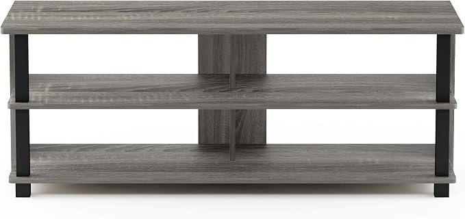 Furinno Sully 3-Tier Stand for TV Up to 48 Inch, French Oak Grey/Black - Image 4