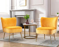 Velvet Accent Chair Set of 2 Comfy Living Room Chair Armless Slipper Mid by Janoray