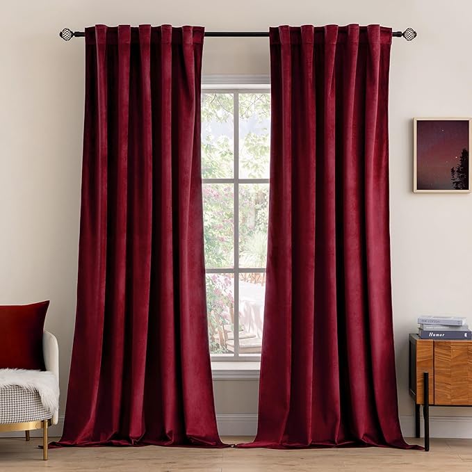 MIULEE Velvet Curtains 90 inches 2 Panels Luxury Blackout Curtains by MIULEE