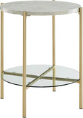 Walker Edison Blaine Mid Century Modern Marble and Glass Round Accent Table by WalkerEdison