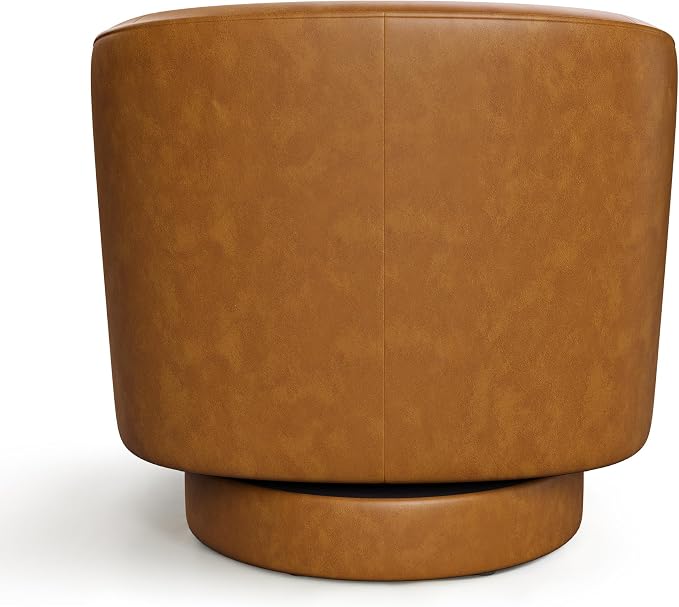 Swivel Barrel Accent Chairs Set of 2, Round Faux Leather Living Room Arm Chairs - Image 6