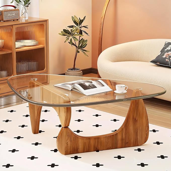 Living Room Coffee Table, 35.8" Mid Century Modern Triangle Coffee Table by PRITIY