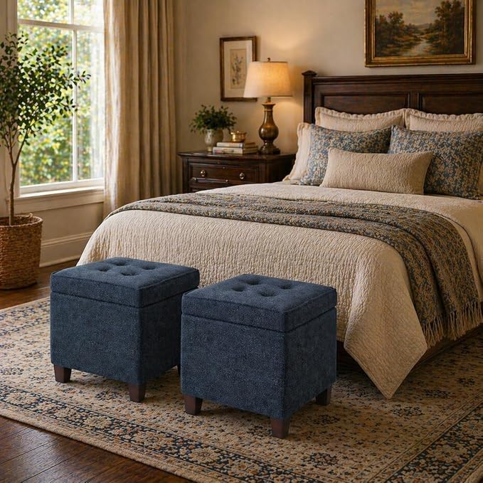Homepop Square Tufted Storage Ottoman - Image 4