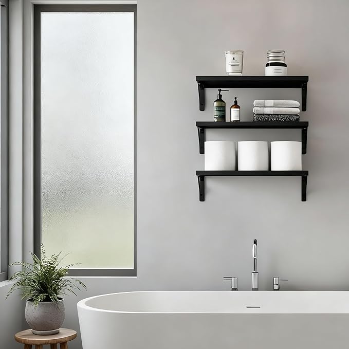 Fixwal Black Shelves for Wall, Wood Wall Mounted Floating Shelves for Bedroom - Image 6
