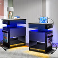 Nightstand with Induction Light & Side Charging Station, Modern Bedside Table by Unknown