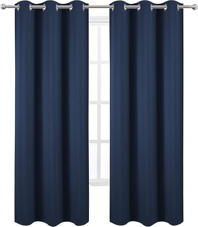 LEMOMO Navy Blue Thermal Blackout Curtains/42 x 95 Inch/Set of 2 Panels Room - Image 2