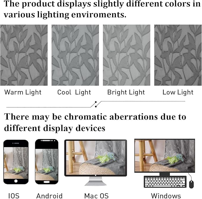 Lecloud Leia Charcoal Grey Curtains Sheer Valances - Image 5