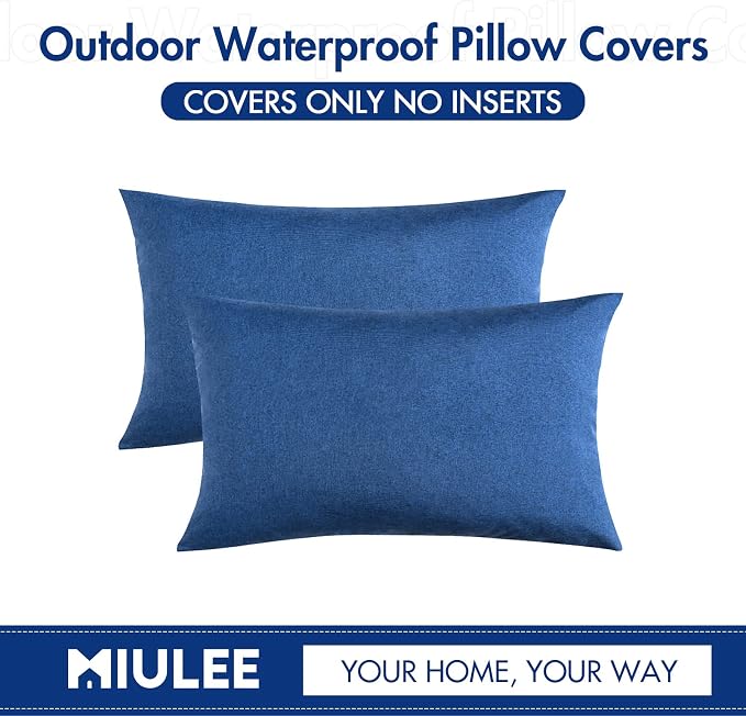MIULEE Pack of 2 Decorative Outdoor Solid Waterproof Throw Pillow Covers Faux - Image 7