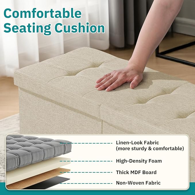 35-INCH Storage Ottoman Bench, Footrest - Image 4