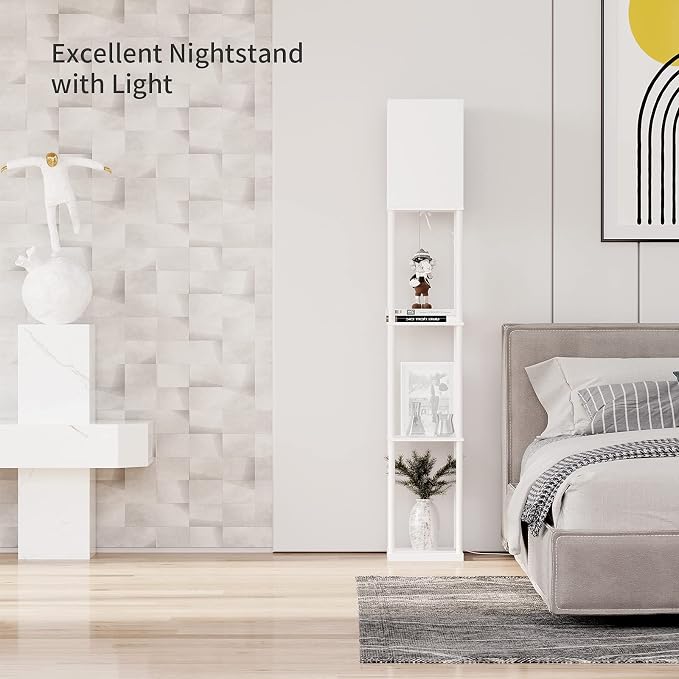 SUNMORY Floor Lamp with Shelves, Modern Square Standing Lamp with 3 Color - Image 6