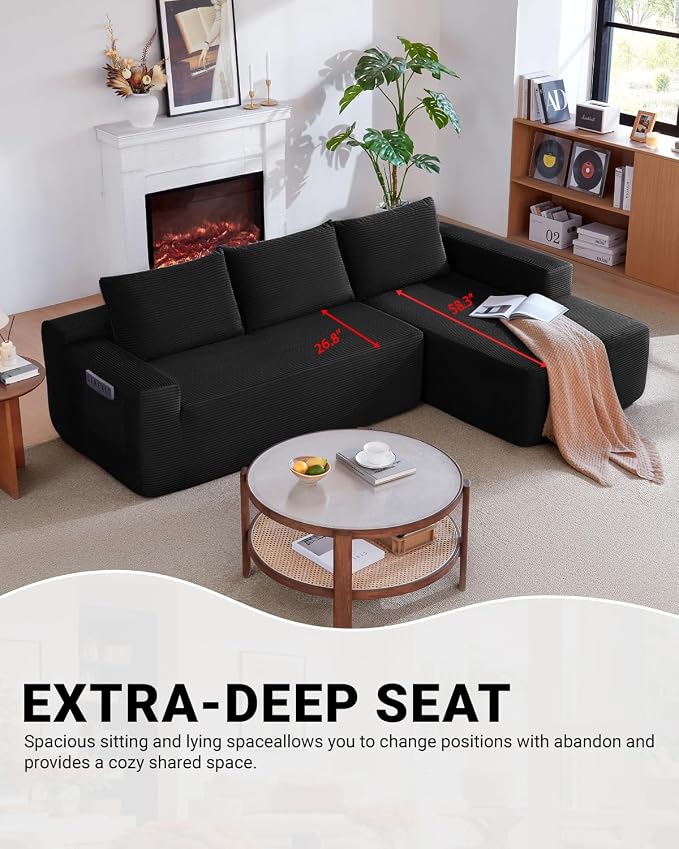 96 Inch Cloud Sectional Couch, Modern Modular Sectional Sofa - Image 5