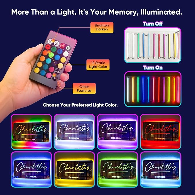 VEELU Personalized Name Mirror Light Up LED Wall Decoration - Image 3