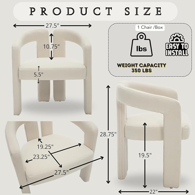 Hyfirm Upholstered Linen Barrel Dining Chairs Set of 6, Modern Accent Kitchen - Image 2