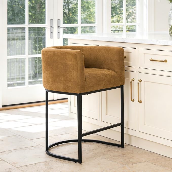 ClinQ 26" H Counter Height Bar Stools Set of 1, Modern Barrel Counter Stools by ExperienceExquisiteLife