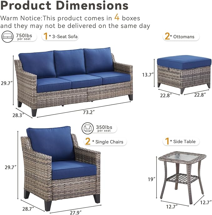 Buenhomino Outdoor Patio Furniture Set-PE Wicker Sofa Couch - Image 8