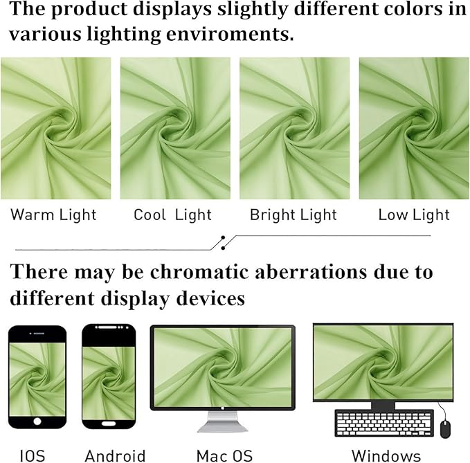Lecloud Lime Sheer Curtains 78 Inches Long 2 Panels, Rod Pockets Light - Image 4