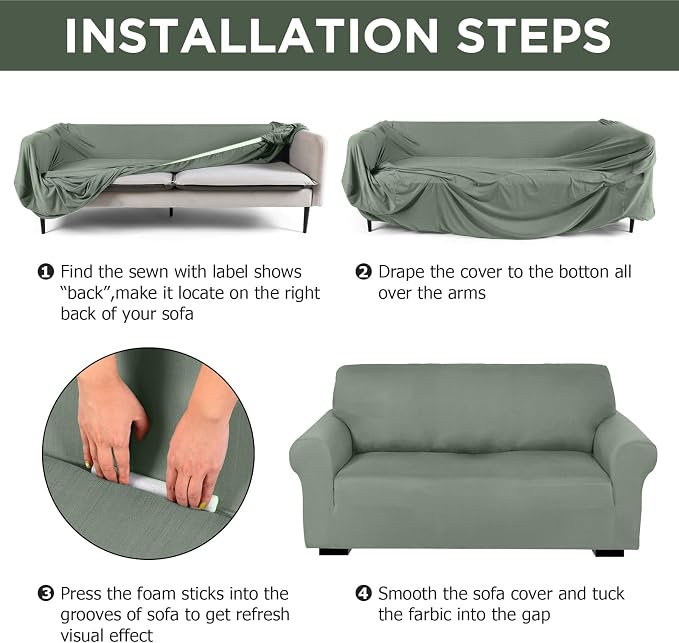 Peryiter 2 Pcs Sofa Covers Couch and Loveseat Covers Set Stretch Sofa Slipcover - Image 3
