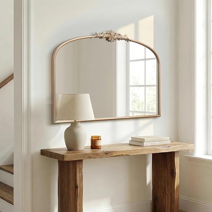 Besdomus Arched Vintage Gold Mirror: 40"x29" French Large Champagne Gold - Image 6