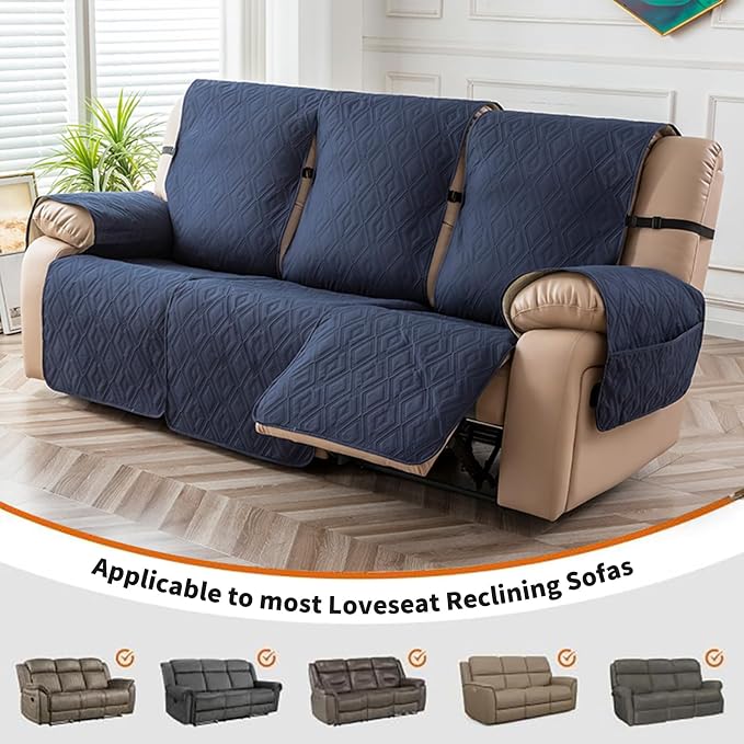 Genina Waterproof Couch Cover for Reclining Couch 3 Seater Non-Slip, Washable - Image 3