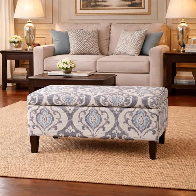 HomePop Large Upholstered Rectangular Storage Ottoman Bench - Image 4