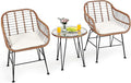Tangkula 3 Pieces Patio Conversation Bistro Set, Outdoor Wicker Furniture by TANGKULA
