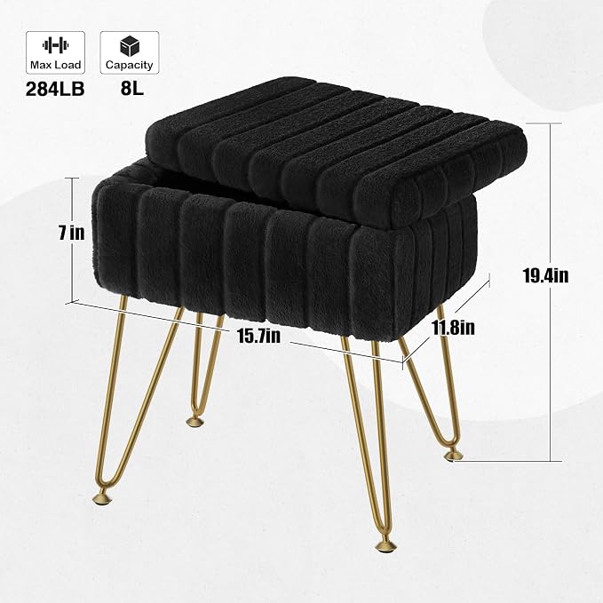 Greenstell Vanity Stool Chair Faux Fur - Image 3