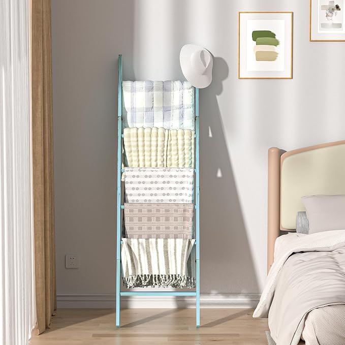 Honest Blanket Ladders for The Living Room, 6-Tier Blanket Holder, Wall-Leaning - Image 7