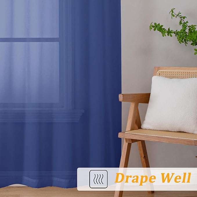 Gwine Royal Blue Sheer Curtains - Image 6