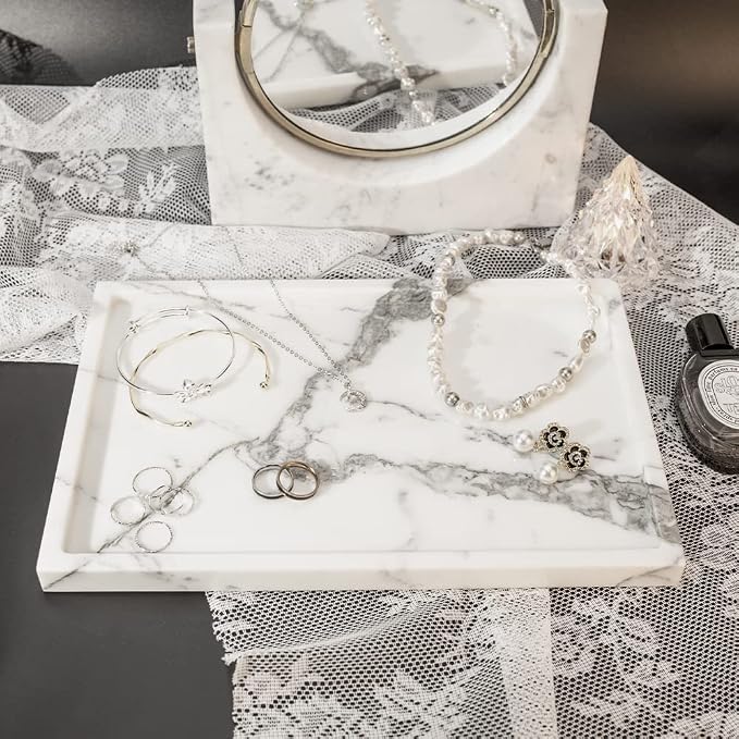 Real Luxurious Natural Marble Vanity Tray Genuine Marble Storage Tray - Image 6