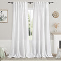 Nanspring Linen White Curtains 118 Inch Extra Long by Nanspring
