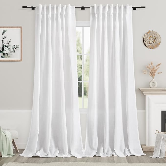 Nanspring White Extra Long Curtains 2 Panels Set 116 Inches Long by Nanspring