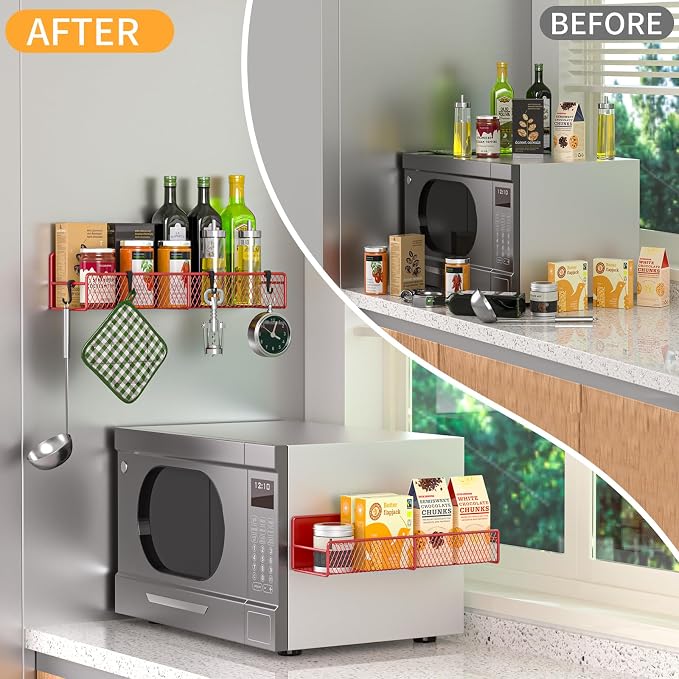 Magnetic Spice Rack for Refrigerator, 2 Pack 100% Metal Strong Magnet Shelf - Image 5