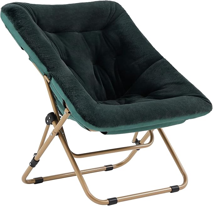 Tiita Comfy Folded Chair, Soft Faux Fur Oversized Folding Accent Chair by TiitaHome