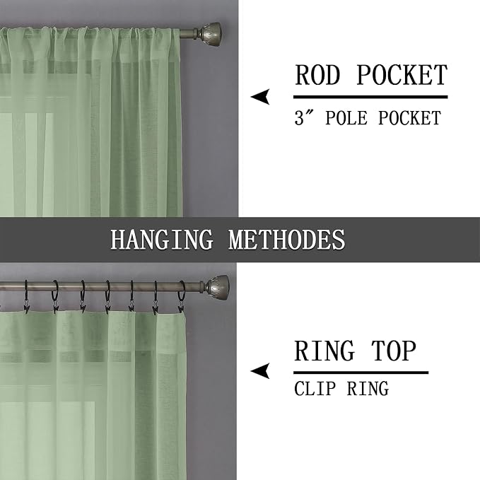 Tollpiz Sheer Tier Curtain Linen Textured Half Kitchen Curtains Sheer Light - Image 5