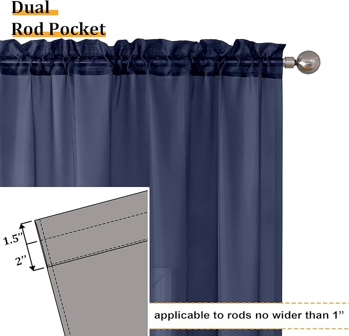 Aiyufeng Sheer Navy Blue Curtains 84 inch Length 2 Panels Set, Airy - Image 5
