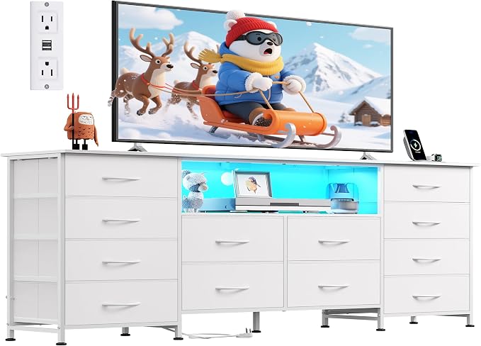 WLIVE White Dresser for Bedroom, Dresser TV Stand for 65, 75 inch TV by WLIVE