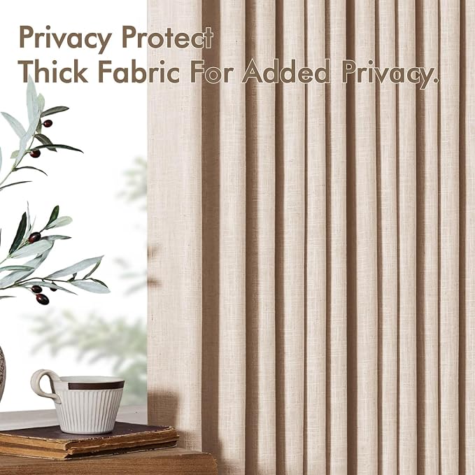 MIULEE Pinch Pleated Thick Linen Curtains 90 Inches Long 2 Panels - Image 7
