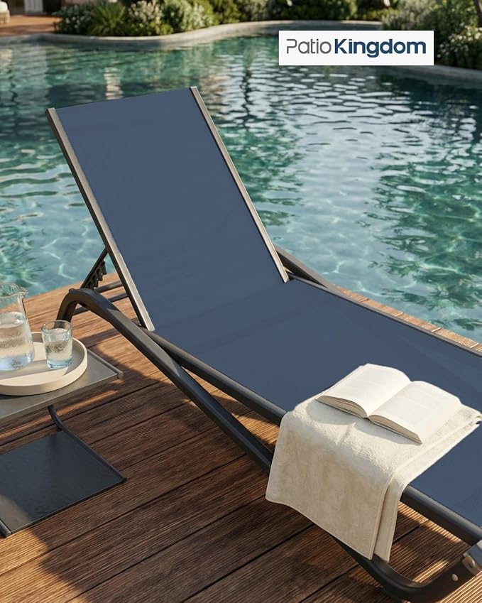 Patio Chaise Lounge Chairs Set of 6, All-Weather Aluminum Pool Loungers - Image 8