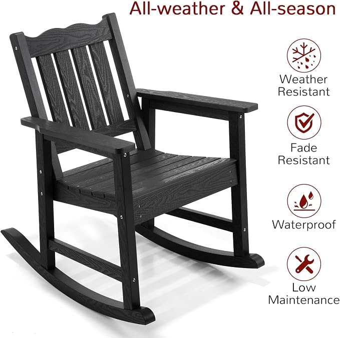 Stoog Low Back Patio Rocking Chair – Heavy Duty 400 lbs Capacity Outdoor Rocker - Image 5