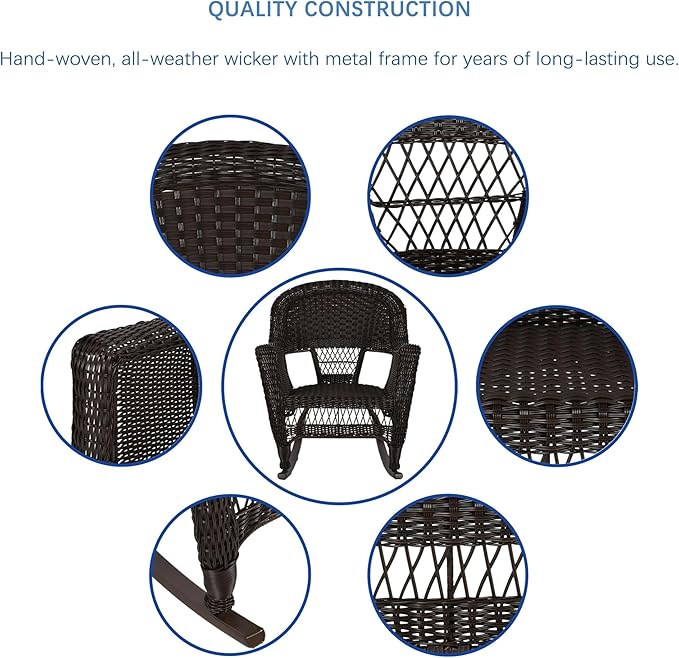 Jeco 3 Piece Rocker Wicker Chair Set - Image 7