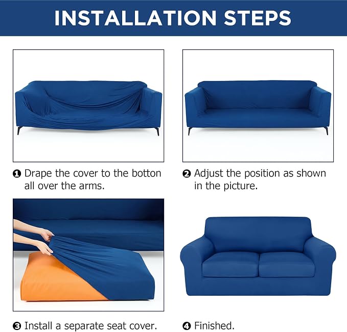 HunnmingRe Sofa Covers for 3 Cushion Couch Stretch Sofa and Loveseat Covers Set - Image 3