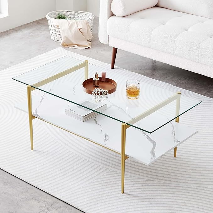 LumFurn Rectangle Coffee Table for Living Room, Mid-Century Modern Design by LumFurn