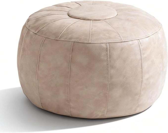 Thgonwid Unstuffed Moroccan Storage Pouf Foot Stool Ottoman Seat Handmade Faux - Image 4